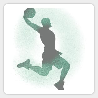 Basketball Player Dunking Sprayed Green White Sticker